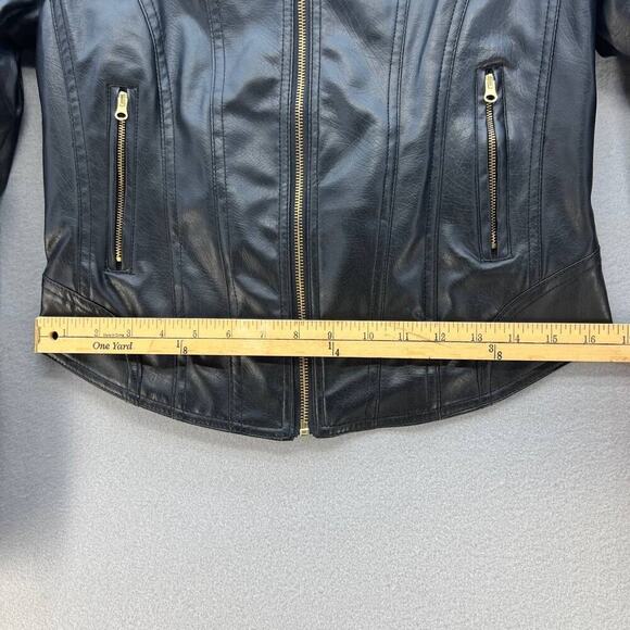 Miss London Faux Leather Moto Jacket Size Medium - Picture 4 of 13
